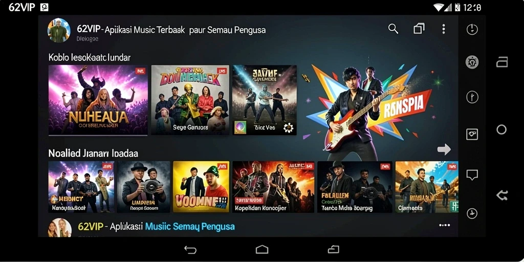 Tampilan gameplay 62VIP dengan berbagai pilihan lagu.