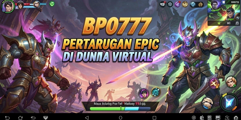 Tampilan gameplay seru dalam BPO777 saat bertarung di arena.
