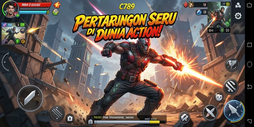 Tampilan gameplay action yang seru dan mendebarkan di C789.