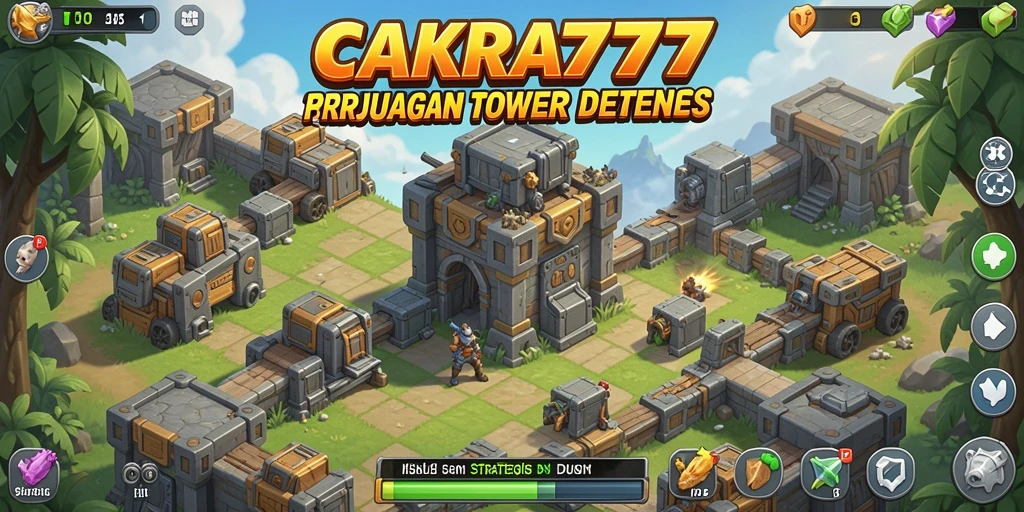 Tampilan aksi seru dalam permainan Tower Defense CAKRA777.
