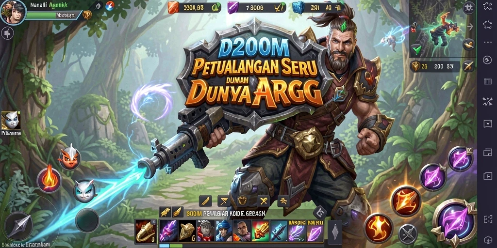 Tangkapan layar gameplay D200M yang menampilkan aksi pertempuran seru dalam dunia ARPG.