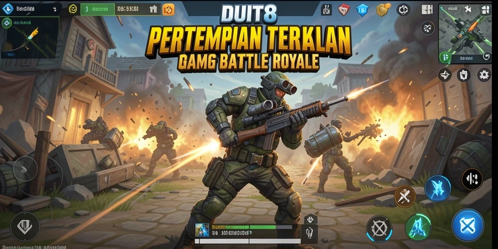 Tampilkan aksi seru dalam gameplay Battle Royale DUIT8.
