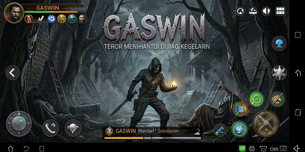 Screenshot GASWIN menampilkan pengalaman menegangkan saat menjelajahi kegelapan.