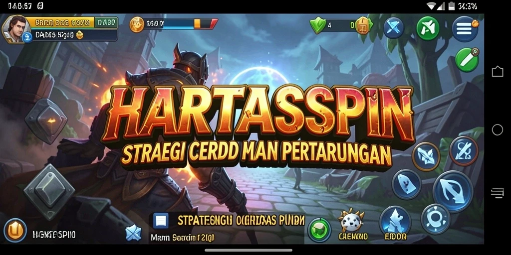 Tampilan gameplay HARTASPIN yang menegangkan dan strategis.