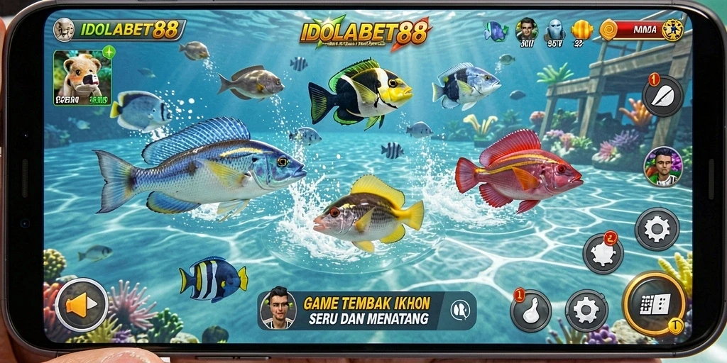 Tampilan gameplay seru dari IDOLABET88 saat menembak ikan.