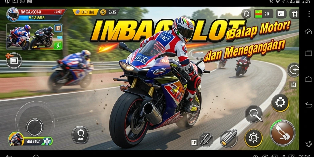 Gameplay IMBASLOT yang penuh aksi dan tantangan balap motor.