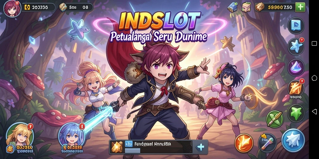Tampilan gameplay seru dari INDSLOT dengan karakter anime favorit.