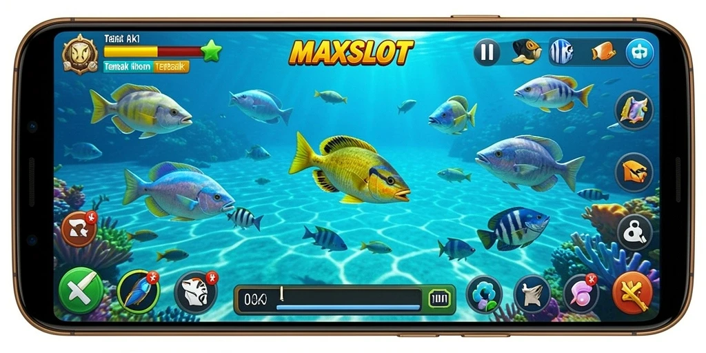 Screenshot MAXSLOT menunjukkan keseruan gameplay Tembak Ikan.
