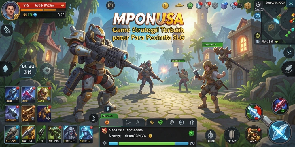 Tampilan gameplay seru MPONUSA dengan strategi pertempuran yang mendalam.