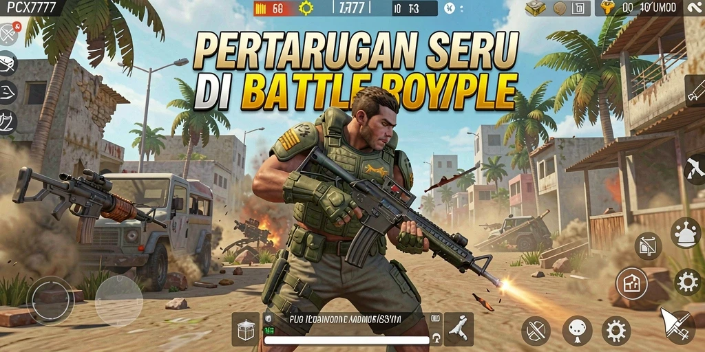 Tangkapan layar gameplay seru di <strong>PCX777</strong> menunjukkan aksi Battle Royale yang mendebarkan.