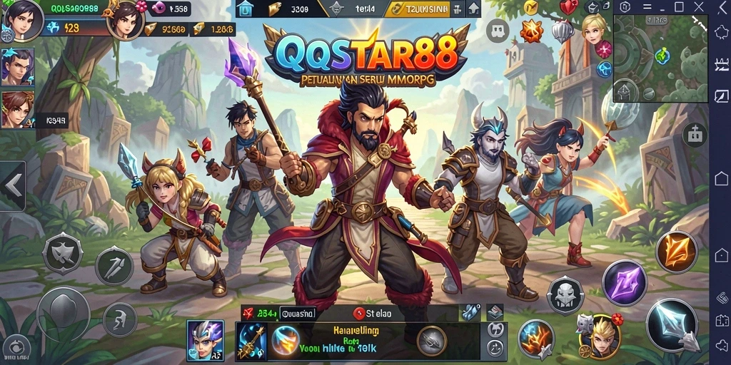Screenshot gameplay QQSTAR88 menampilkan aksi seru dalam pertempuran MMORPG.