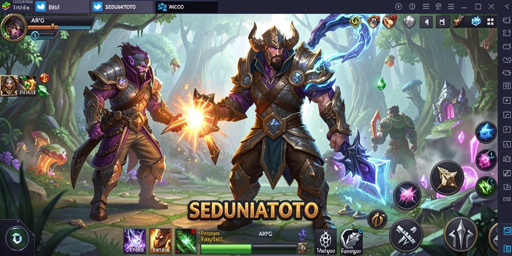 Screenshot gameplay SEDUNIATOTO menampilkan aksi pertarungan seru di dunia fantasi.