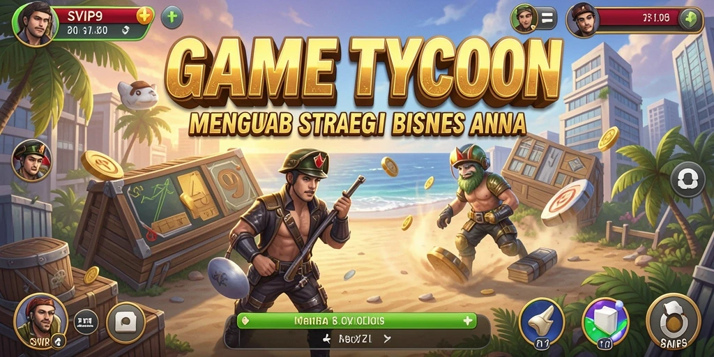 Menampilkan gameplay SVIP9 yang seru dalam membangun bisnis Tycoon.