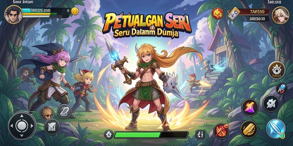 Tampilan gameplay menarik dari TAR555 dengan karakter anime yang dinamis.