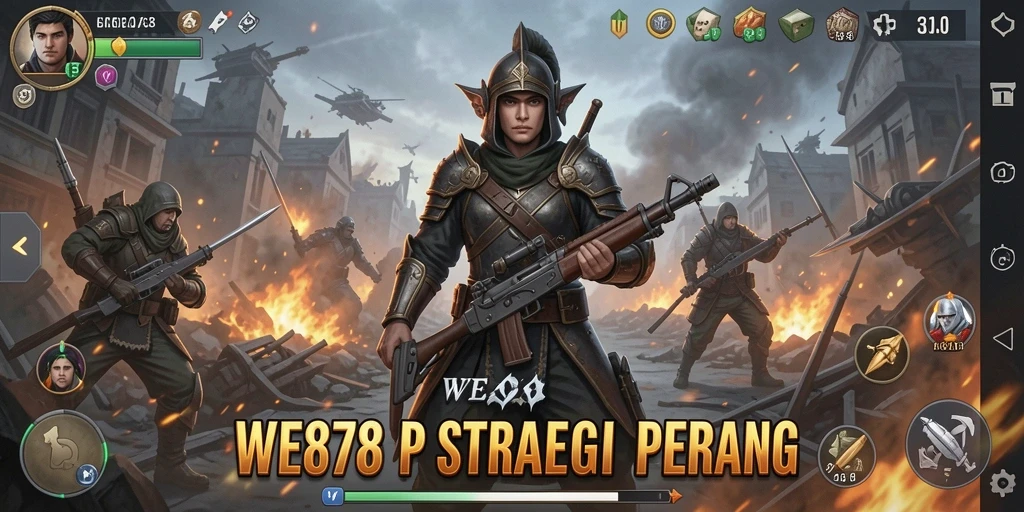 Tangkapan layar menampilkan strategi penuh aksi dalam WE878.